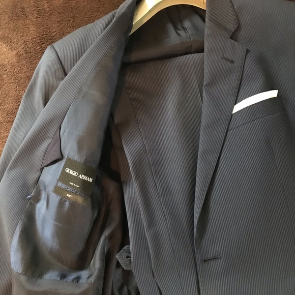 Giorgio Armani, navy blue pinstripe tailored suit - Picture 2 of 4